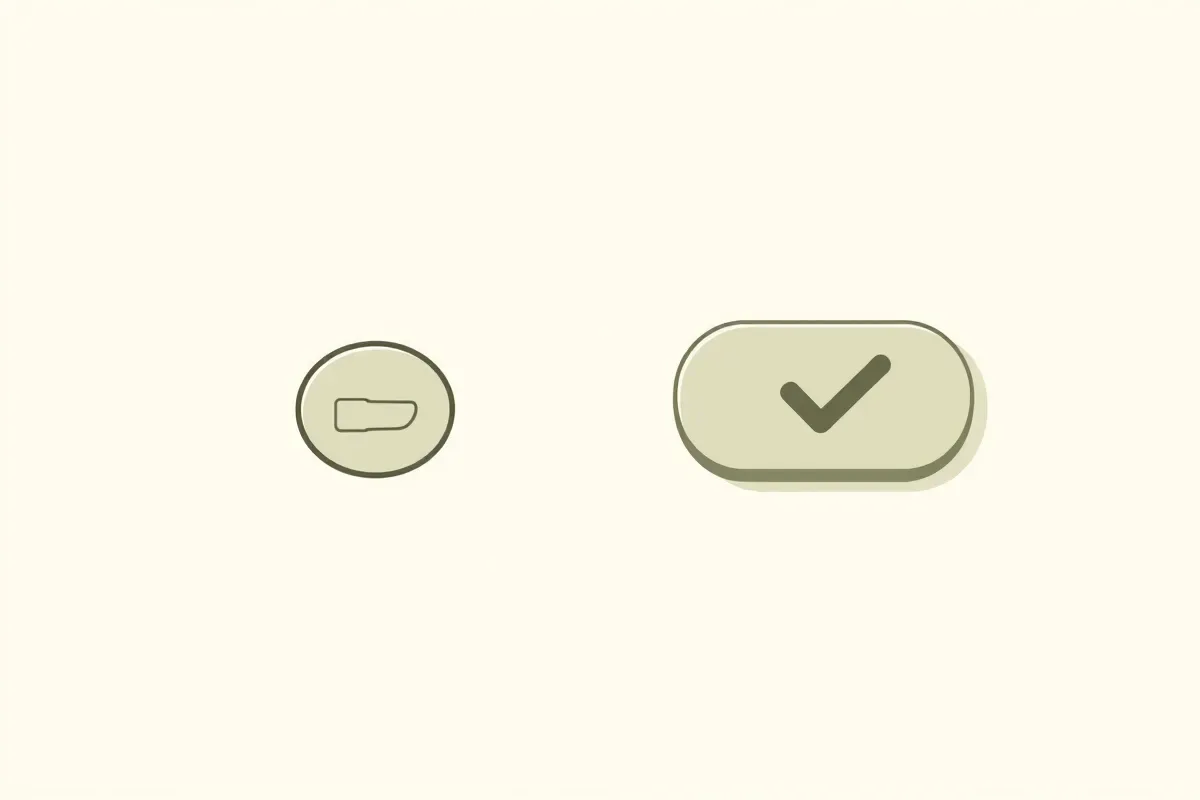小さくて押しにくいボタンと、大きくて押しやすいボタンを並べたイラスト